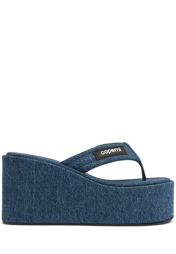 Sandali In Denim Con Piattaforma 100mm