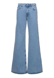 Pantaloni Gamba Ampia A Vita Alta In Denim