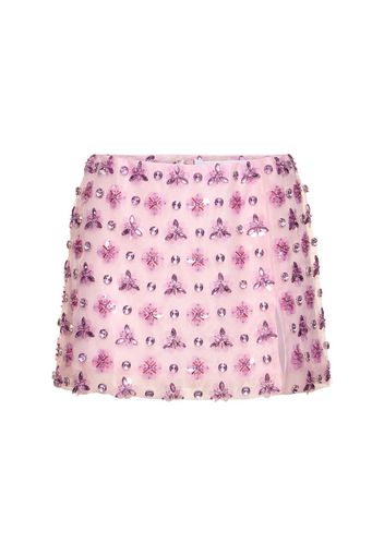 Embellished Organza Mini Skirt