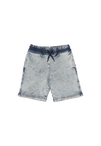 Shorts In Misto Cotone Effetto Denim