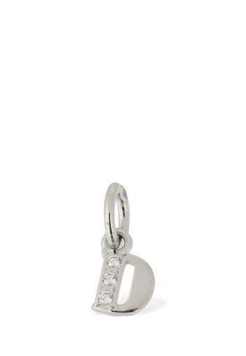 Charm “d” In Oro Bianco 18kt Con Diamanti