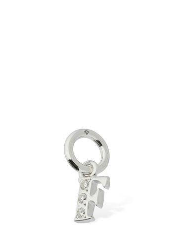 Charm “f” In Oro Bianco 18kt Con Diamanti