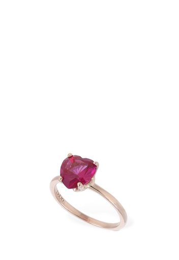 Anello In Oro Rosa 9kt / Rubino Sintetico