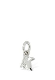 Charm “k” In Oro Bianco 18kt Con Diamanti