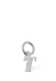 Charm “t” In Oro Bianco 18kt Con Diamanti