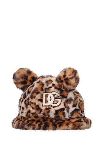 Cappello Bucket Animalier Con Orecchie Applicate