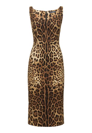 Vestito Midi In Seta Charmeuse Leopard