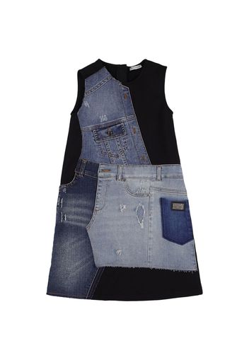 Denim & Cotton Jersey Patchwork Dress