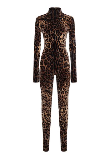 Tuta In Ciniglia Leopard Jacquard