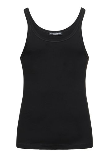 Tank Top In Jersey Di Cotone A Costine