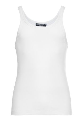 Tank Top In Jersey Di Cotone A Costine