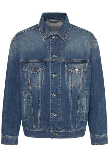 Giacca In Denim Di Cotone Washed Stretch