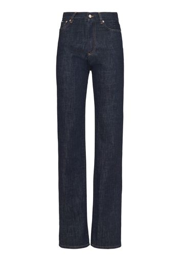 Jeans Dritti Vita Alta In Denim