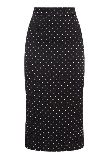 Polka Dots Logo Silk Midi Skirt