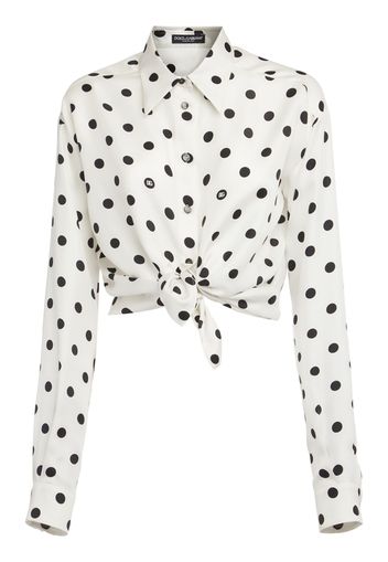 Polka Dots Logo Printed Silk Twill Shirt