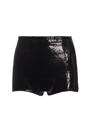 Sequined High Rise Hot Pants