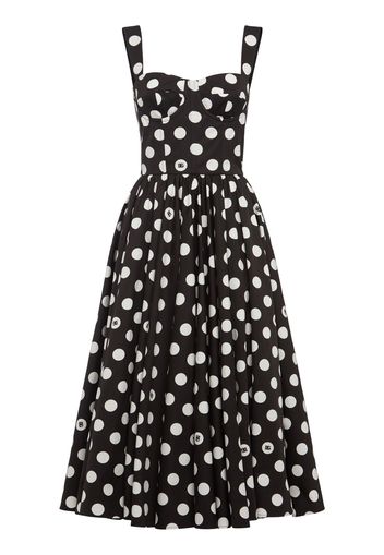 Polka Dots Logo Cotton Poplin Midi Dress