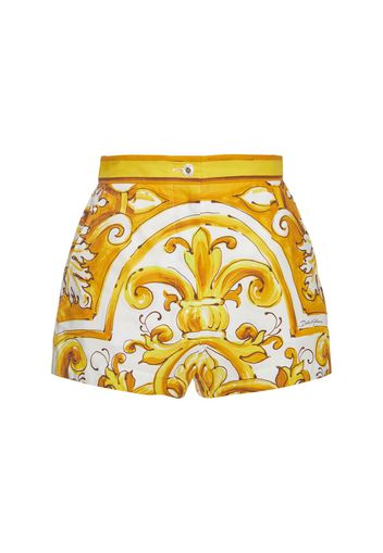 Shorts In Popeline Stampa Maiolica