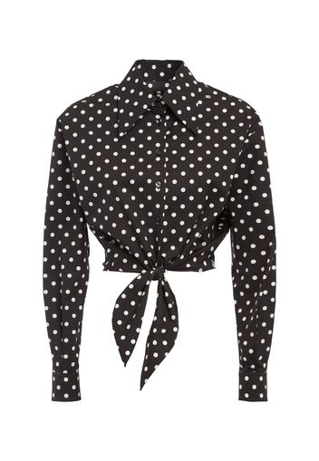 Poplin Dots Front Knot Shirt