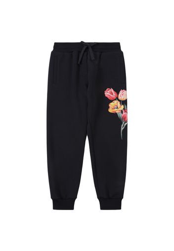 Flowers Print Cotton Sweatpants