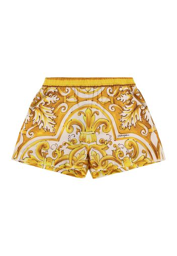 Maiolica Print Cotton Shorts