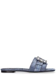 Scarpe Basse In Denim E Pelle Patchwork 10mm