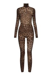 Tuta In Chiffon Di Seta Leopard