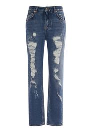 Jeans Dritti In Denim Distressed