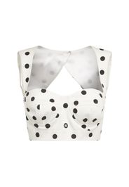 Polka Dots Print Drill Crop Top