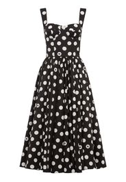 Polka Dots Logo Cotton Poplin Midi Dress