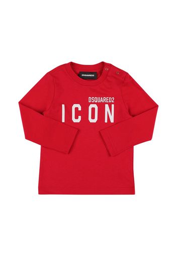 T-shirt Icon In Jersey Di Cotone Con Stampa