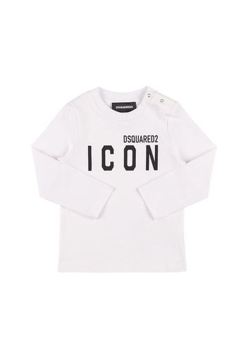 T-shirt Icon In Jersey Di Cotone Con Stampa