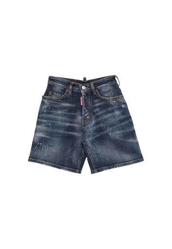 Shorts In Denim Di Cotone Stretch Distressed