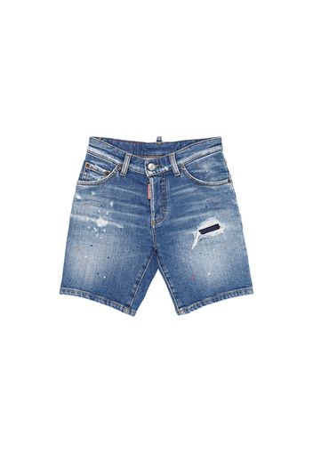 Shorts In Denim Di Cotone Stretch Distressed