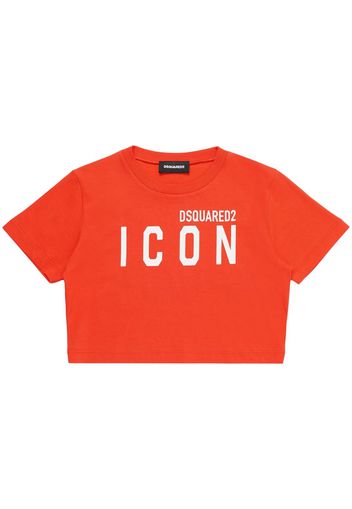 T-shirt Cropped In Jersey Con Logo