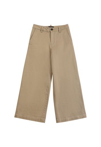 Pantaloni Larghi In Gabardina Di Cotone