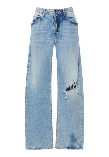 Jeans Larghi In Denim Di Cotone