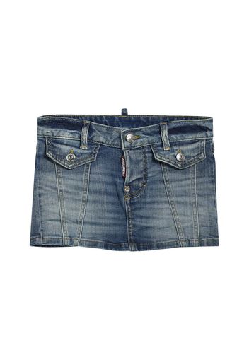 Minigonna In Denim Di Cotone Stretch