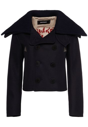 Peacoat In Feltro Di Lana Stretch