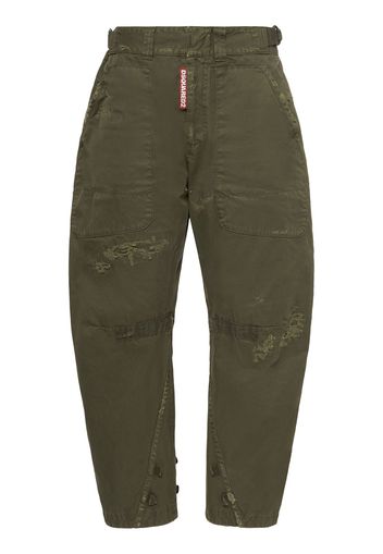 Pantaloni Larghi Military In Twill Overdyed