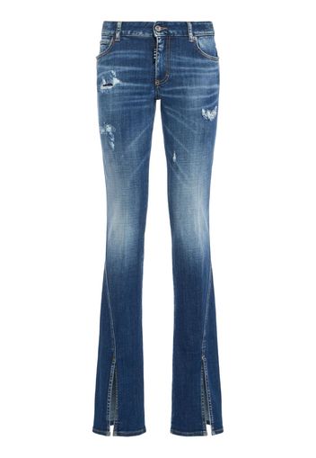 Jeans Dritti Vita Media Icon Con Spacchi