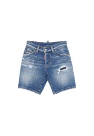 Shorts In Denim Di Cotone Stretch Distressed