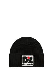 Cappello Beanie In Misto Lana Con Logo