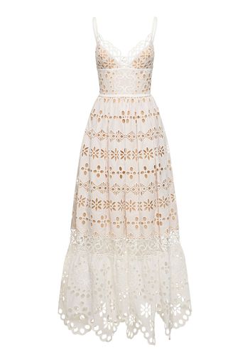 Embroidered Cotton & Silk Long Dress