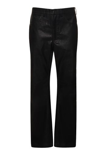 Damp Faux Leather Straight Pants