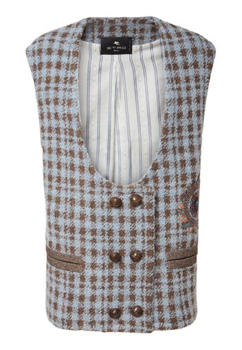 Gilet Madras In Misto Lana Check