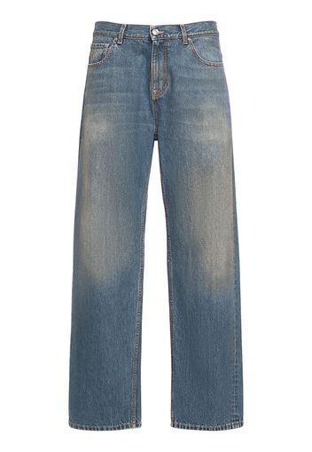 Jeans In Denim Di Cotone Scolorito