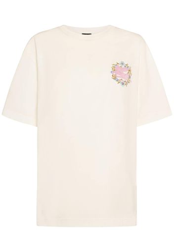 T-shirt Girocollo In Cotone / Ricamo