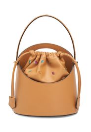 Borsa Media Saturno In Pelle Con Ricami