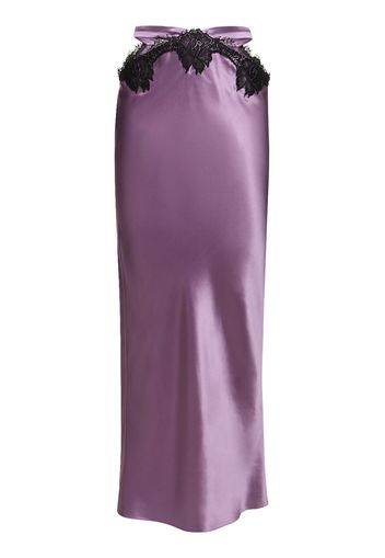 Silk & Lace Cutout Maxi Skirt